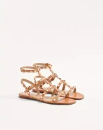 Valentino Rockstud Flat Calfskin Sandal With Straps - Image 6
